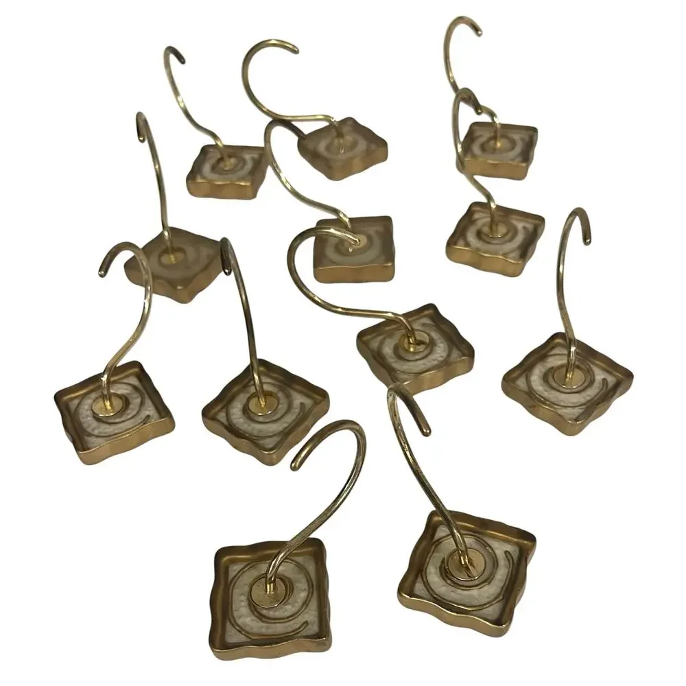 Vintage 90s Y2K Gold Ornate Spiral Shower Curtain Hooks Plastic Set of 12